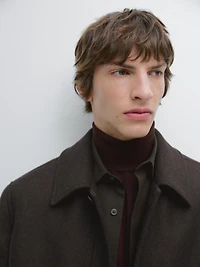 Manteau mi-long à chevrons en laine mélangée