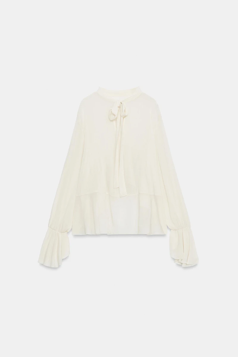 SEMI-SHEER RUFFLED TOP
