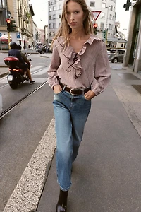 RUFFLED GINGHAM BLOUSE