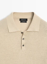 Pull polo en maille de lin