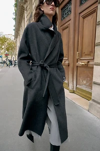 LONG WOOL COAT WITH BELT