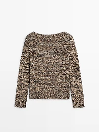 Mouliné cotton blend knit sweater