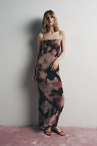 BEADED FLORAL PRINT DRESS
