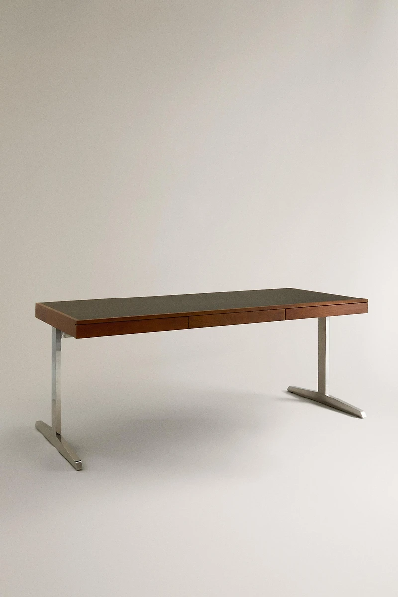 BUREAU BOIS PIEDS MÉTALLIQUES