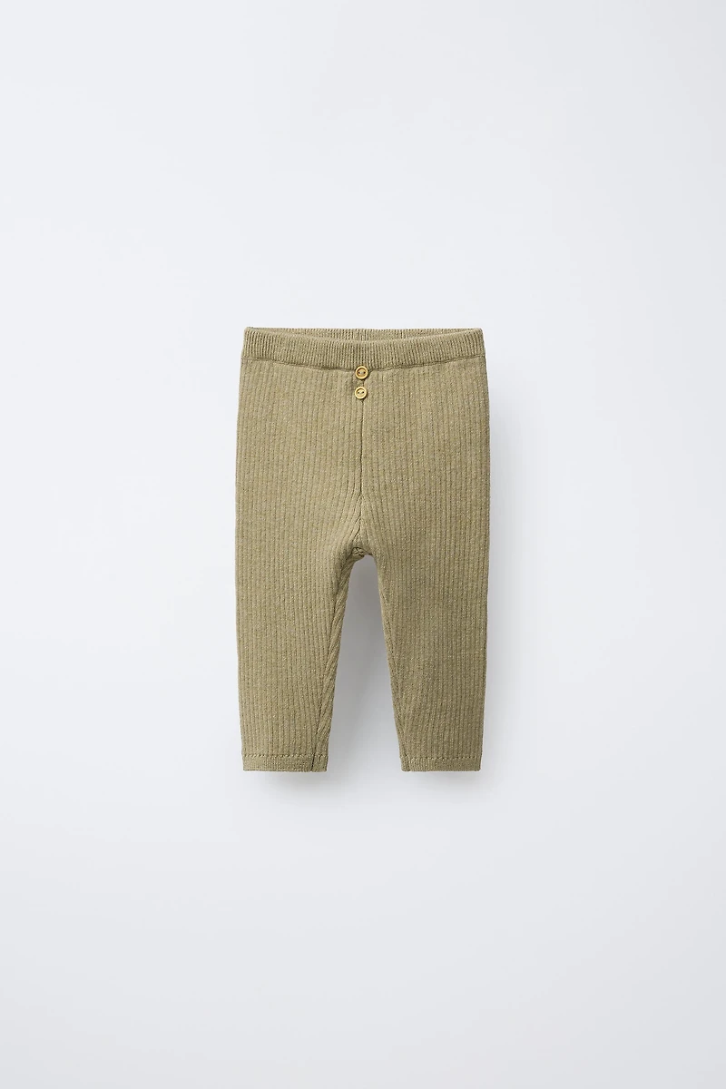 RIBBED LEGGINGS WITH BUTTONS