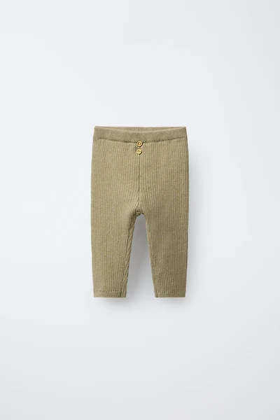 RIBBED LEGGINGS WITH BUTTONS