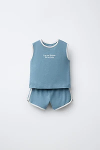TEXT T-SHIRT AND SHORTS SET