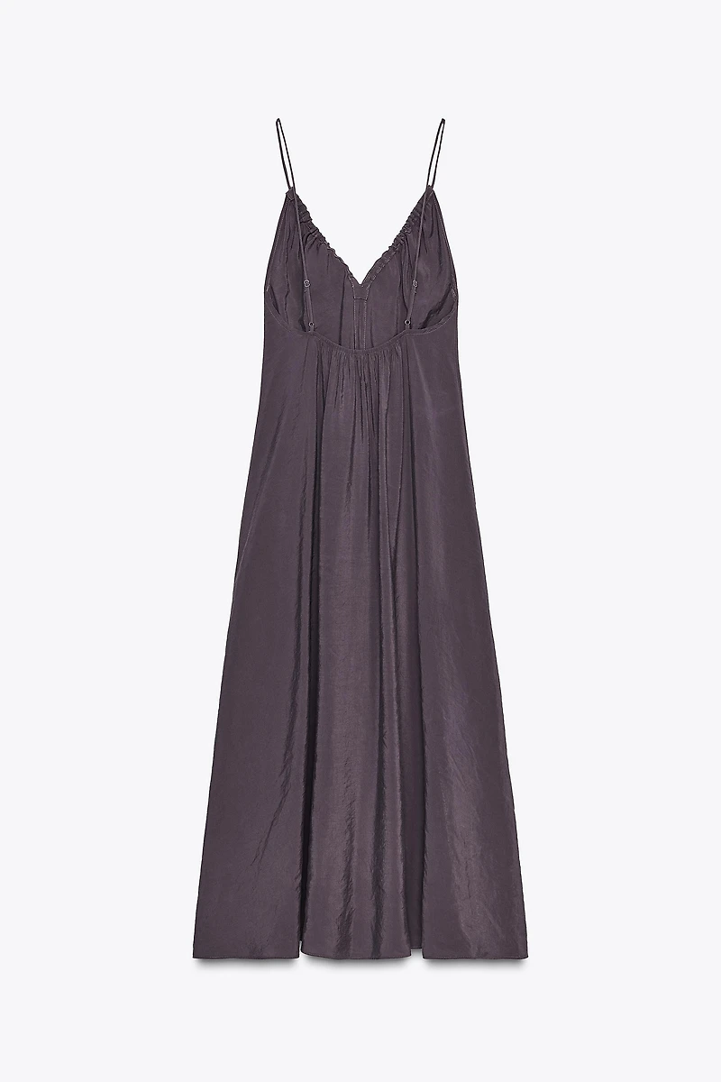 FLOWY RUFFLED V-NECK MIDI DRESS