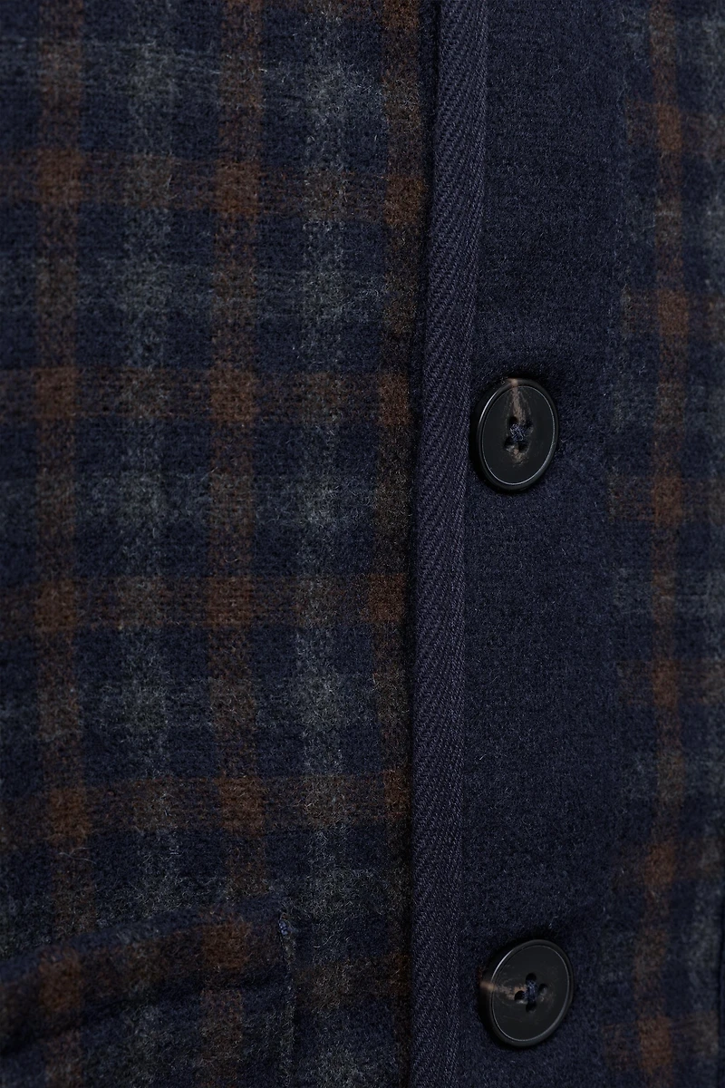 TEXTURED PLAID WOOL COAT