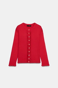 RUFFLED KNIT CARDIGAN