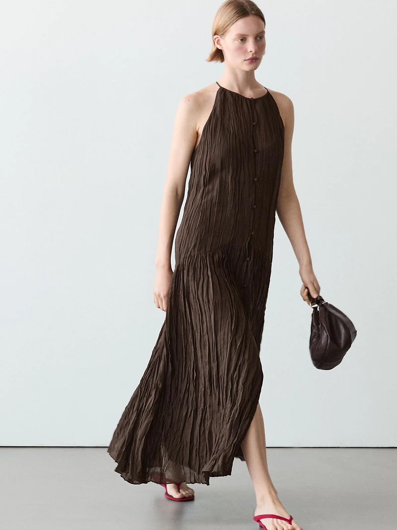 Robe midi fluide avec boutons