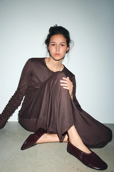 SOFT EFFECT LEATHER BALLET FLATS