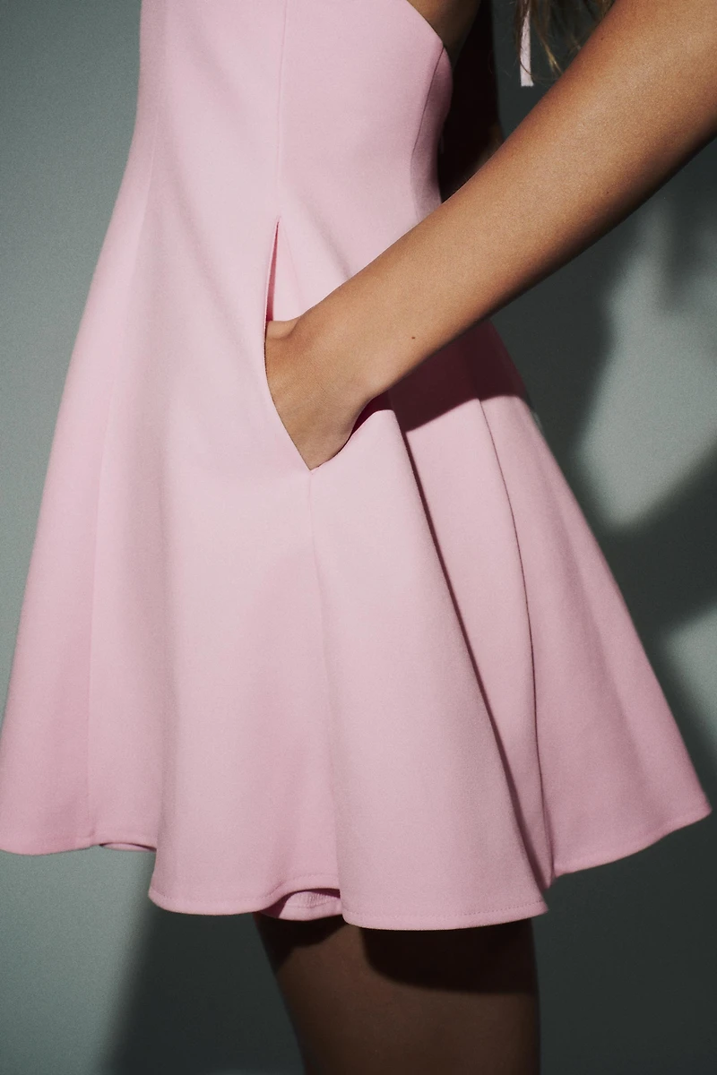 HALTER GODET SHORT DRESS