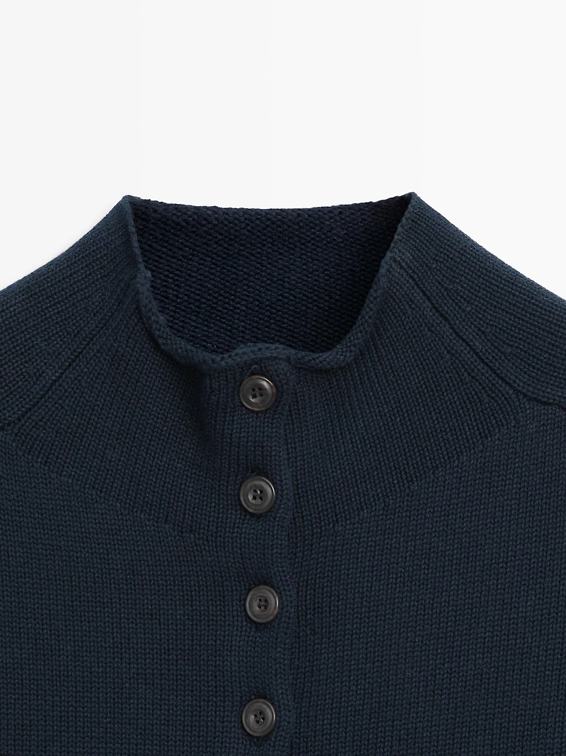 Knit cardigan with elbow-length sleeves