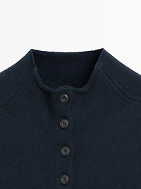 Knit cardigan with elbow-length sleeves