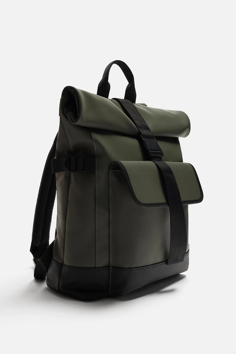RUBBERIZED FLAP BACKPACK