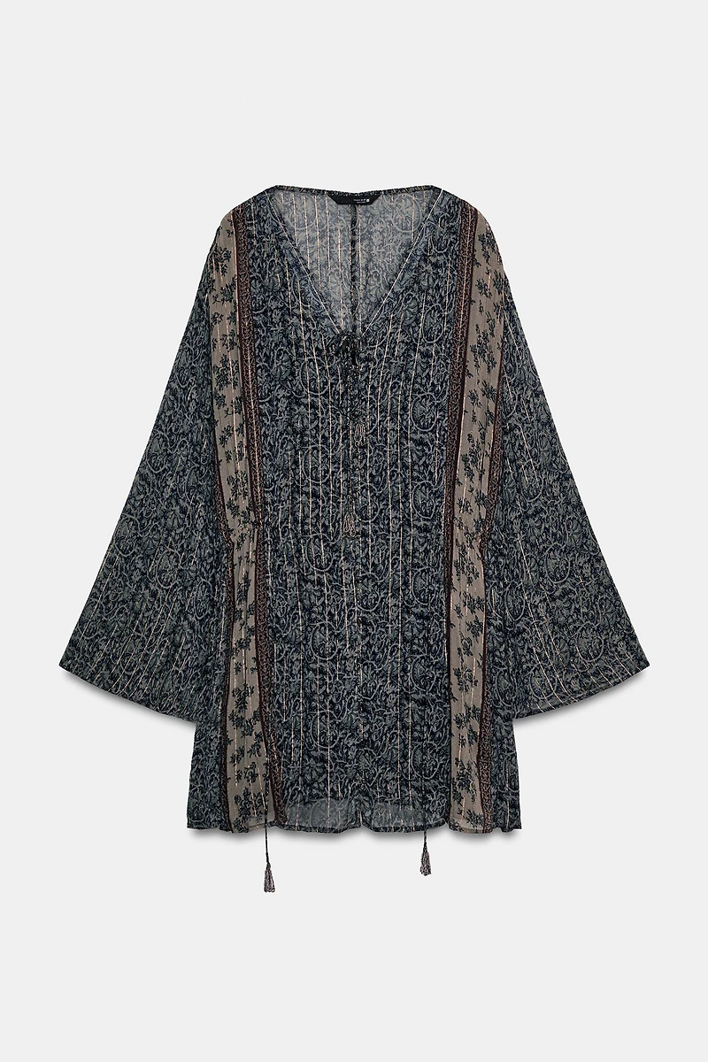 METALLIC THREAD PRINT DRESS