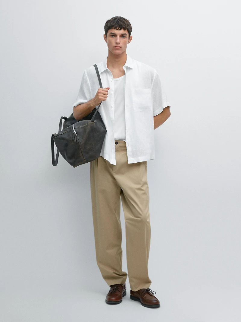 Chemise manches courtes 100 % lin