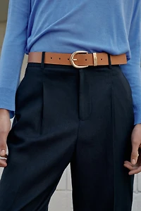 LINEN PANTS WITH BELT AND PLEATS