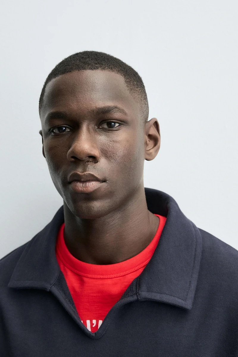 COTTON POLO SWEATSHIRT