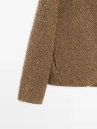 Alpaca and wool knit cardigan with brushed finish