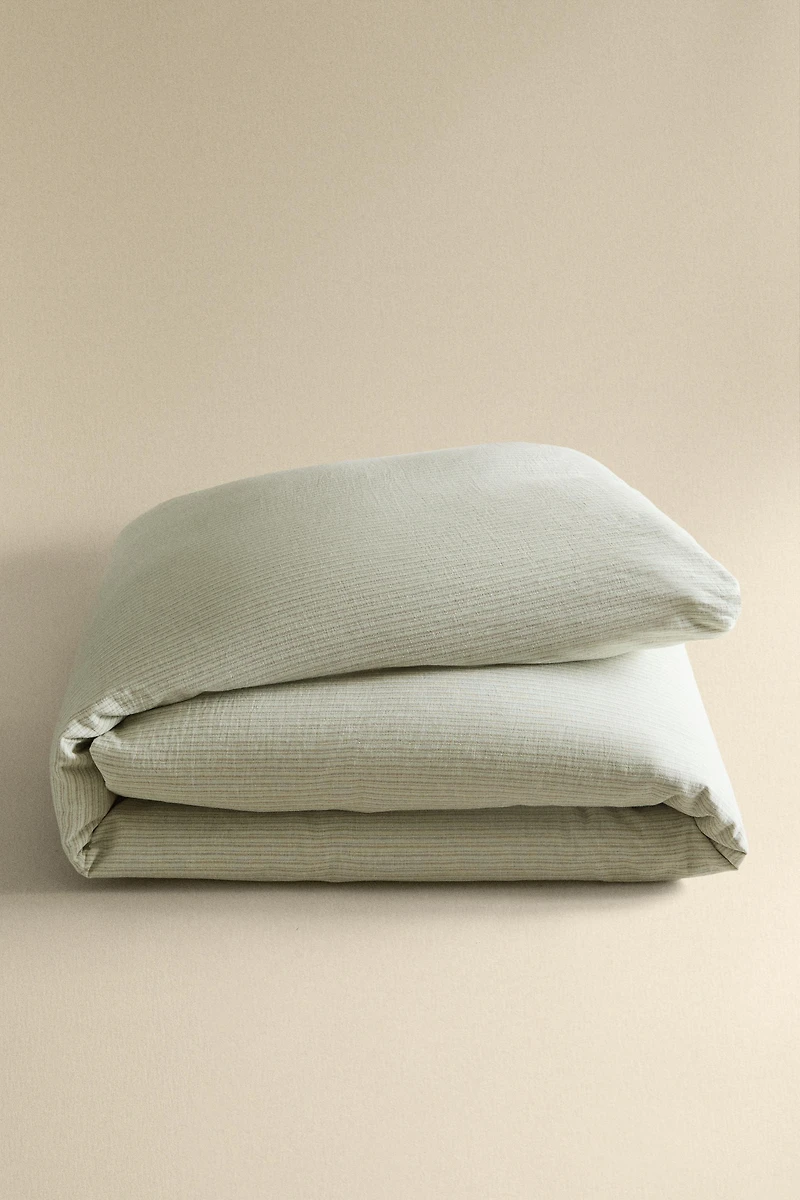 HOUSSE DE COUETTE LIN ET COTON RAYURES