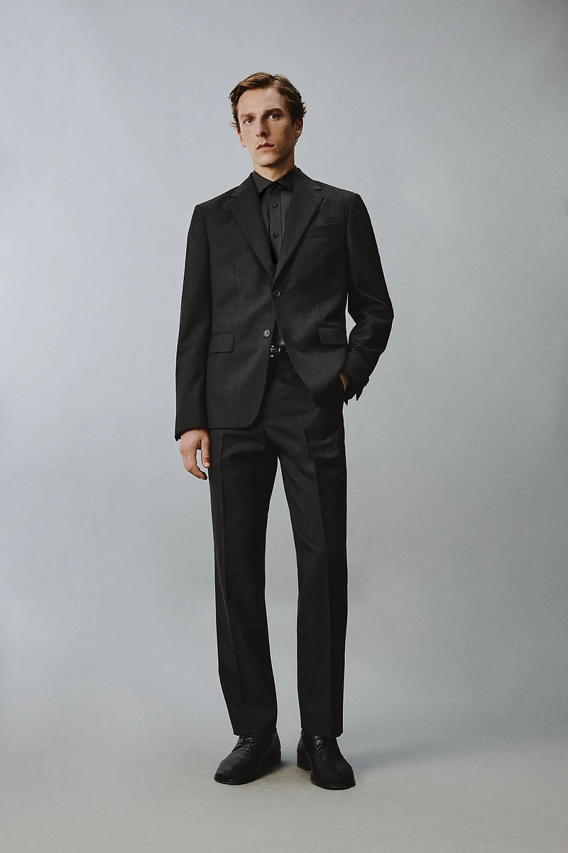 100% WOOL REGULAR FIT SUIT PANTS