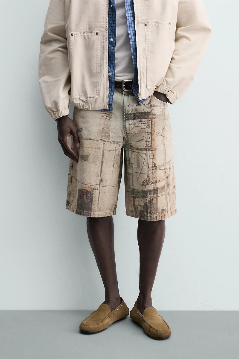 ABSTRACT PRINT BAGGY FIT SHORTS
