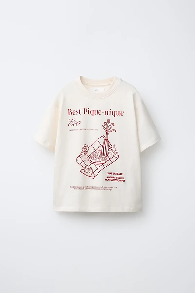 EMBROIDERED AND TEXT T-SHIRT
