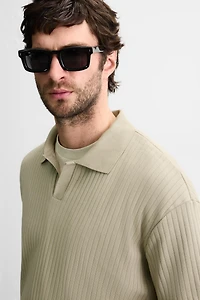 RIB KNIT POLO SHIRT