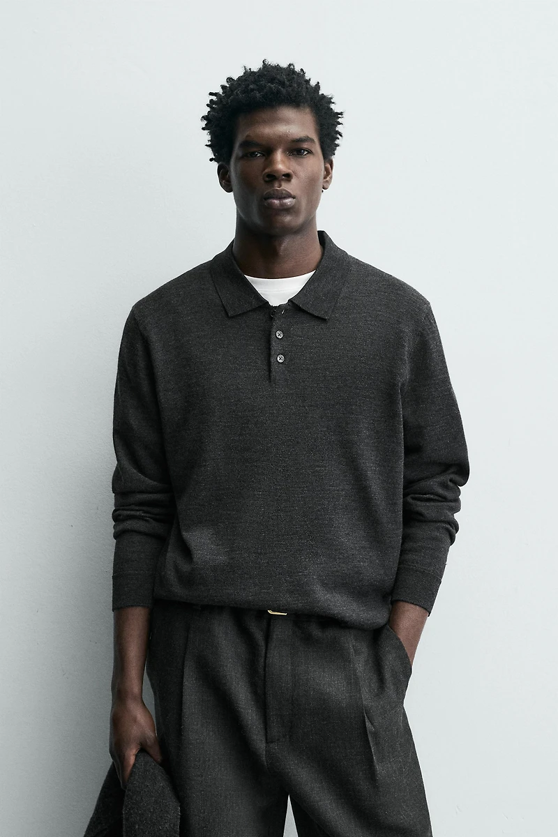 WOOL KNIT POLO SHIRT
