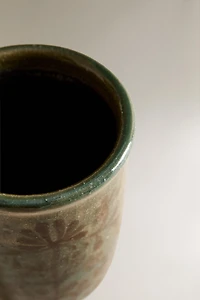 FLORAL CERAMIC TOOTHBRUSH TUMBLER