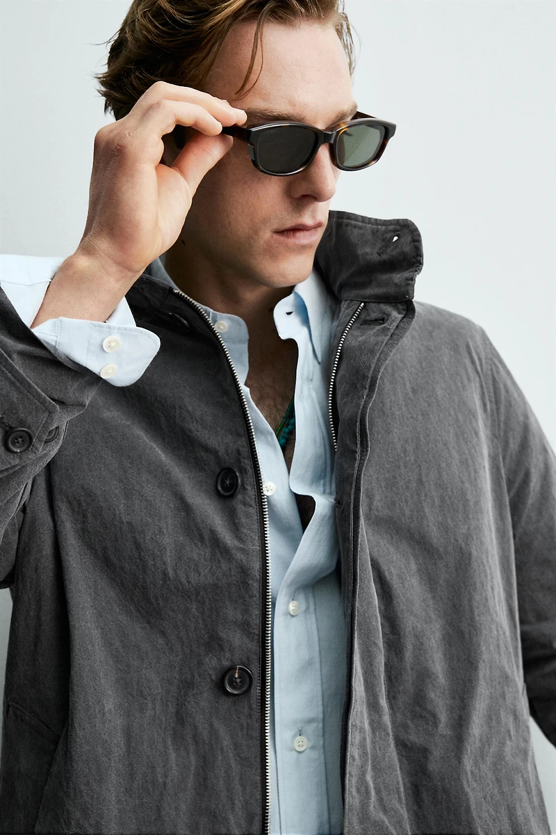AARON LEVINE X ZARA LIGHTWEIGHT WASHED EFFECT TRENCH COAT