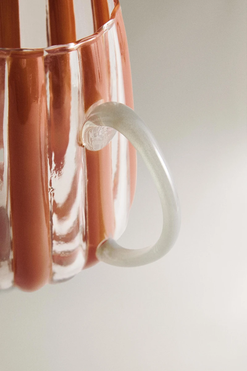 PICHET VERRE RECYCLABLE RAYURES ANSE CONTRASTANTE