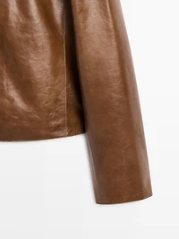 Cropped nappa leather jacket