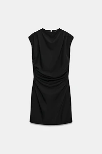 DRAPED MINI DRESS WITH SHOULDER PADS