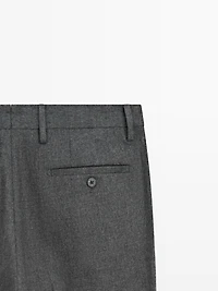 Pantalon à pinces en flanelle de laine mélangée
