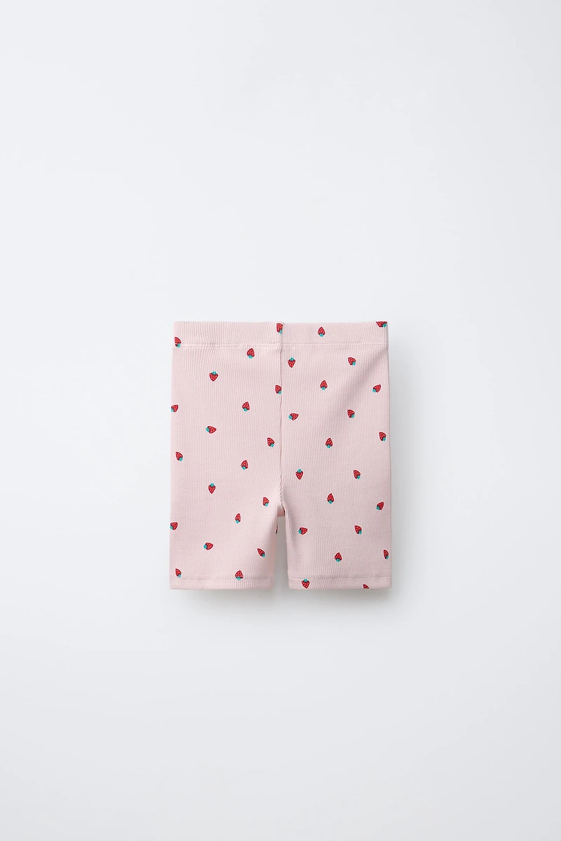 TWO-PACK RIB CYCLING LEGGINGS WITH LEMONS AND STRAWBERRIES