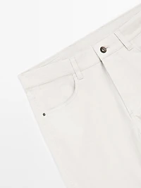 Slim-fit lightweight textured weave denim trousers