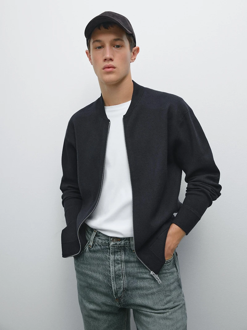 Cardigan style bomber