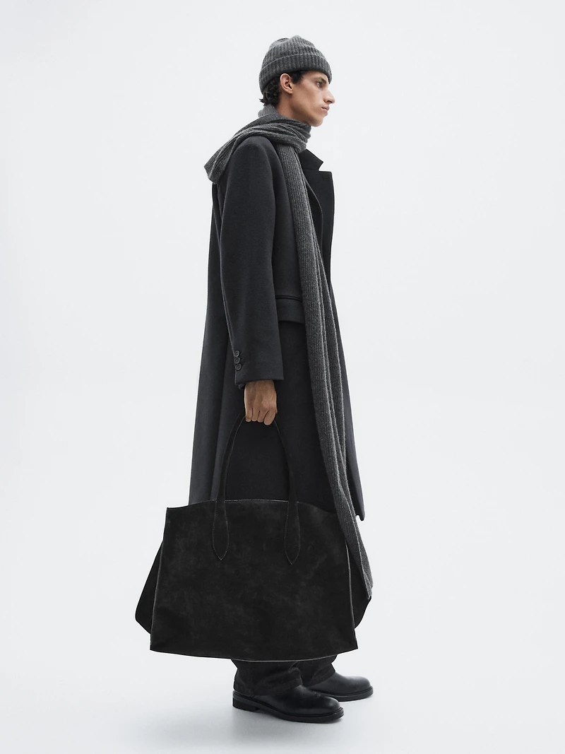 Long wool blend coat with lapel - LIMITED