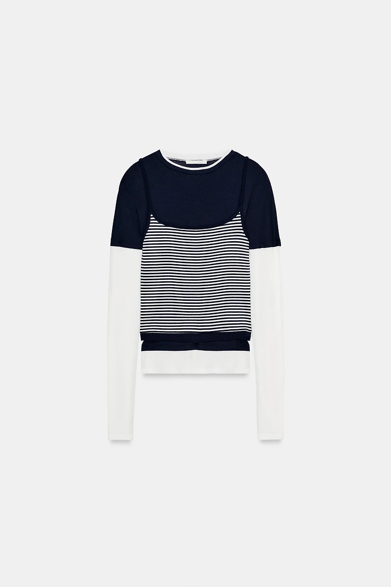 TRIPLE STRIPE EFFECT T-SHIRT