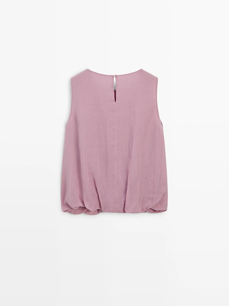 Sleeveless ramie blend top