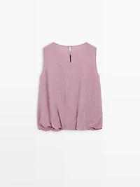 Sleeveless ramie blend top