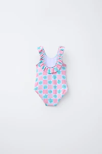 1-6 YEARS/ FLORAL SWIMSUIT