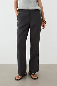 Pantalon kick flare cropped en lin