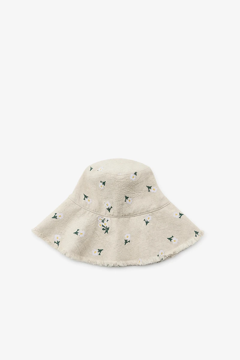 EMBROIDERED FLORAL BUCKET HAT