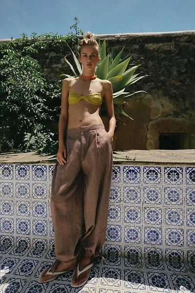 LINEN BALLOON PANTS WITH TIES
