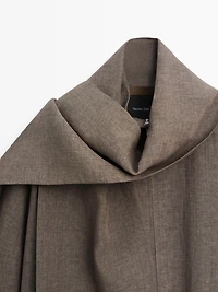 Linen melange bomber jacket with scarf