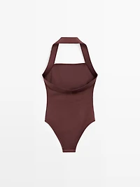 Shimmery halter swimsuit